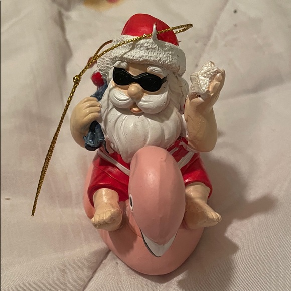 Santa on Flamingo Holiday Ornament - Picture 2 of 5